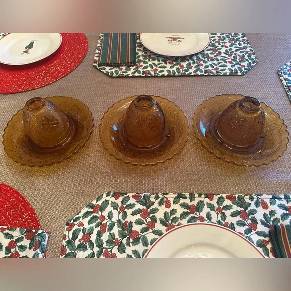 Tiara Amber Glass Candle Holder Set - Picture 6 of 6